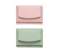 2 pezzi Mini portamonete, portamonete in pelle PU, portafoglio da donna, portamonete multistrato, porta carte di credito, portamonete portatile, borsa tascabile, rosa, Taglia unica, moderno