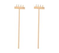2 Pezzi Mini Rastrello Zen da Scrivania a 4 Denti in Bambù | Accessorio per Giardino Zen e Sabbia, Beige, per Creare Onde, Sentieri e Motivi Diversi