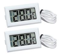 2 Pezzi Misuratore di Temperatura Elettronico 2s Aggiornamento Termometro Digitale Calibro LCD Termometro per Frigorifero Termostato con Sonda (bianco*2)
