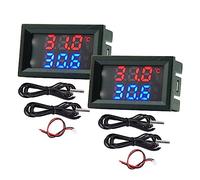 2 Pezzi Misurazione 4 ~ 30V Alimentazione Diretta Rosso Argento Blu Doppio Display Termometro Digitale Con Impermeabile Sensore di Temperatura Sensore di Metallo