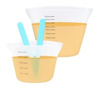 2 Pezzi Misurini in Silicone con Asta Agitazione, 250/500 ml Silicone Misurini Graduati, Bicchiere Minipimer Resina, Misurino Graduato Silicone, Misurino Miscela per Cucine, Laboratori, Artigianato