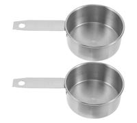2 Pezzi Misurino in Acciaio Inox da 1/2 Tazza 125ml | Linea Graduata Chiara, Manico Ergonomico e Fondo Piatto, Set da Due Pezzi per Cucine e Negozi