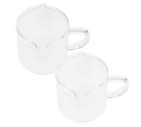 2 Pezzi Misurino in Vetro a Doppio Becco con Manico per Caffè | Parete Trasparente con Scala Visibile, Superficie Liscia Facile da Pulire, per Latte Art e Piccole Dosi