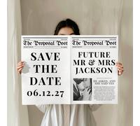2 pezzi Modello di annuncio di fidanzamento personalizzabile con giornale, annuncio di save the date modificabile, notifica di fidanzamento e annuncio di matrimonio Formato giornale solo fronte (11INx