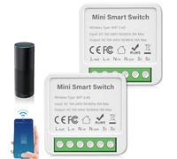 2 Pezzi Modulo Interruttore Smart per Luce 2 Vie, Interruttore Smart Life, Mini Interruttore DIY Wi-Fi, Interruttore Smart Home, Compatibile con Google Assistant e Alexa, Necessita di Filo Neutro
