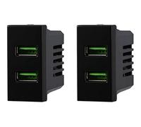 2 Pezzi Modulo Presa Caricatore 2 USB 5V 2,1A 2 Porte USB-A, Compatibile Con Bticino Axolute (Nero)