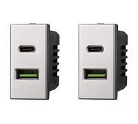 2 Pezzi Modulo Presa Caricatore USB 2 Porte 3,1A USB-A + USB Type C, Compatibile Con Bticino Axolute (Grigio)