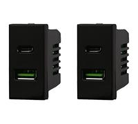 2 Pezzi Modulo Presa Caricatore USB 3,1A Con Porte USB-A e Type C, Compatibile Con Bticino Axolute (Nero)