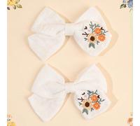 2 pezzi Mollette per capelli con fiocco e ricamo a margherita per la Festa della Mamma, mollette a papera in tessuto come accessori per capelli per bambini, adatti come regalo per la figlia. Segui il 