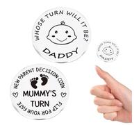2 Pezzi Moneta Decisionale Regalo per Neo Genitori, Regalo Neomamma, Regalo Neonato, Moneta di Decisione Regalo Neo Mamma Papà, Neonato Accessori Utili