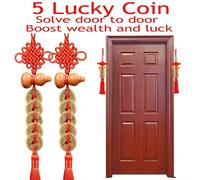 2 pezzi Monete tradizionali cinesi dei Cinque Imperatori, ornamento appeso portafortuna, amuleto in metallo Feng Shui per ricchezza e prosperità, con design a zucca, portafortuna per la porta, senza b