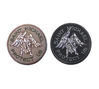 2 Pezzi Morale Patch Saint Michael Proteggerci Ricamo Militare Tattico Patch Decorativi Combattimento Appliques Gancio e Loop Emblema Distintivi Ricamato