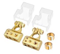 2 Pezzi morsetti batteria auto,stacca batteria 12v, morsetti batteria auto,Terminali dei fili positivi e negativi per Auto, Furgoni, Camion, Veicoli, Barche Marine（Oro）