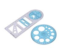 2 Pezzi Multifunzione Geometrico Riga Plastica Cerchio da Disegno Strumento