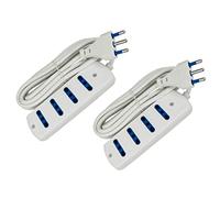 2 Pezzi Multipresa Ciabatta Elettrica, Prese Bipasso 10/16A, Spina Grossa 16A (4 Posti Prese Cavo 3M)