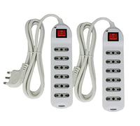 2 Pezzi Multipresa Ciabatta Elettrica, Prese Bipasso 10/16A, Spina Grossa 16A (6 Posti Prese Cavo 1.5M Con Interruttore)