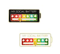 2 pezzi My Social Battery Pin, Social Battery Pin, Aghi d'umore interattivi, per donne e uomini, dolce regalo creativo (bianco + nero)