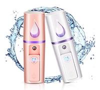 2 Pezzi Nano Viso Mister Nano Viso Vapore Portatile Mini Spruzzatore Pratico della Foschia con Specchio Design Idratante per Cura della Pelle, Trucco, l'Estensione delle Ciglia