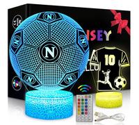 2 Pezzi Napoli Calcio Luce Notturna Bambini, Regalo de Calcio per Ragazze e Ragazzi 2-12 Anni, Lampade 3D Illusione con 16 Cambi di Colore