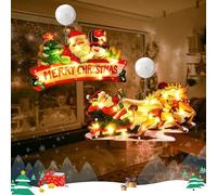 2 Pezzi Natale Decorazione Della Finestra Luce,Luci a Sospensione a Led Babbo 3D Sospese Natale Con Ventosa,Luci Decorative Interno,Decorazioni Natalizie Per Finestre Con Babbo Natale Appeso (E)