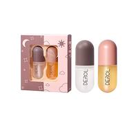 2 pezzi Natural Lip Plumper Gloss, Lips Enhancer - Set di lucidalabbra riparatore idratante giorno e notte, lucidalabbra trasparente, rende le tue labbra più piene
