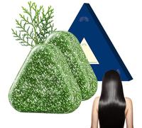 2 pezzi Nature Triangle Shampoo Bar, Usman Grass Green Soap shampoo, calmante e rafforza i capelli per donne e sapone da bar da uomo