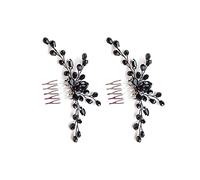2 pezzi nero a goccia piccolo pettine per capelli da donna con strass pezzo di capelli da sposa per il suo copricapo da festa