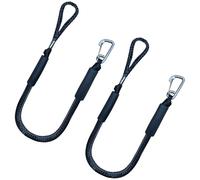 2 pezzi nero Bungee Dock Line con gancio per barca, corda di ormeggio elastica per kayak PWC Jet Ski, Stretch Dock Line per aggancio rapido, gancio in metallo M8, fibbia a sgancio rapido a molla