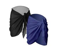 2 Pezzi Nero e Bianco Donne Spiaggia Wrap Sarong Coprire Gonne Avvolgenti del Costume da Bagno Chiffon (Nero e Blu, Corto)
