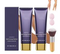 2 pezzi New All-Over Complexion Perfector Con Pennello,Fondotinta Correttore Per Tatuaggi,Trucco Per Gambe Impermeabile, Per Le Cicatrici Delle Braccia Delle Gambe (Carnagione scura, Taglia)