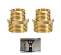 2 Pezzi Nipplo Riduttore Ottone, Nipplo Doppio Ridotto 3/4" a 1/2", Adattatore Maschio/Maschio, Raccordo Filettato Ridotto, Adatto per Impianti Acquedotto, Riscaldamento, Gas, Carburante, 25mm x 20mm