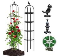 2 Pezzi Obelisco per Rose Rampicanti, Traliccio da Giardino Alto per Piante Rampicanti Graticcio Obelisco Torre Supporto Fiori all'aperto Frutta Verdura Supporto Viti(Black,23 * 120cm/9"*47.3")