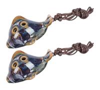 2 Pezzi Ocarina a Forma di Pesce in Ceramica, 6 Fori, Do Alto | Blu, per Esercizi di Intonazione e Gruppo Folk, per Principianti e Studenti, Strumento Portatile