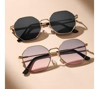 2 pezzi Occhiali da donna in metallo con montatura geometrica, eleganti per vacanze in spiaggia tropicale, shopping, attività all'aperto casual, accessori per scatti di strada, outfit eleganti per vac