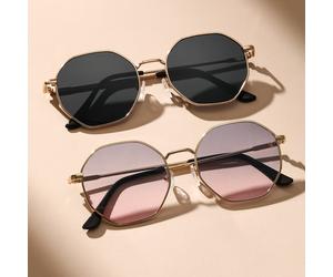2 pezzi Occhiali da donna in metallo con montatura geometrica, eleganti per vacanze in spiaggia tropicale, shopping, attività all'aperto casual, accessori per scatti di strada, outfit eleganti per vac