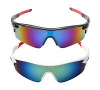2 Pezzi Occhiali da Sole Bambino e Bambina, Occhialo Sportivi Protezione UV400, Occhiali Sportivi per Ciclismo, Running, Beach Volley, Adatti per Bambini da 6 a 14 Anni, Protezione Completa