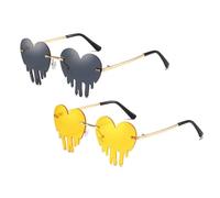 2 Pezzi Occhiali da Sole Cuore Occhiali da Sole a Forma di Cuore Senza Montatura - Accessorio di Moda Donna Eccentrico e Divertente Festa Colorati Occhiali 70 Occhiali Discoteca Moda per Donna Uomo
