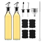 2 Pezzi Oliera Salvagoccia, Set olio e aceto da 500 ml con Beccuccio,Distributore di aceto e olio, imbuto in acciaio inossidabile, bottiglia di olio da cucina e barbecue
