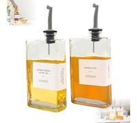 2 Pezzi Olio e Aceto Set, Set di Contenitore Olio per Cucinare e Barbecue, Bottiglia Olio con Dosatore 350ml, Bicchiere, Con Etichetta, Due Versatori, Antigoccia, Adatto alla Cucina (Argento)