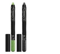 2 Pezzi Ombretto Stick Occhi Glitter, Matitone Ombretto Occhi a Lunga Durata e Waterproof, Set Ombretti Stick in Crema Nero Stellato e Verde, Matita Ombretto Occhi per Trucco Party e Smokey Eye