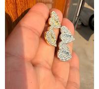 2 pezzi Orecchini a bottone eleganti e alla moda con cuore completamente tempestato di cristalli per le donne Tagli UnicaRame