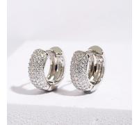 2 pezzi Orecchini a cerchio con Zirconia Pave di lusso argento placcato per donne uomini unisex Orecchini a Huggie Gioielli Hip Hop da festa Accessori da sposa e matrimonio Regalo per la fidanzata Cop