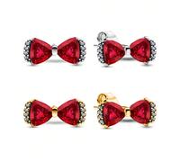2 pezzi Orecchini a fiocco rosso ad alto effetto luminoso in argento sterling 925, orecchini eleganti da donna, regalo di San Valentino, compleanno, per uso quotidiano Tagli Unica,Taglia unica per tut