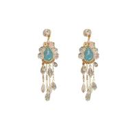 2 pezzi Orecchini con nappe di perle di cristallo con ago in argento 925, orecchini accessori in stile retrò, orecchini a loggia placcati in oro, orecchini a bottone a bassa allergia, accessori regalo
