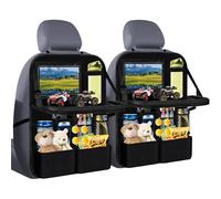 2 Pezzi Organizer Auto per Protezione Sedile Autos Bambini e Copri Sedile Auto Bambini, Con Tavolo Pieghevole, Multifunzione Impermeabile e Numerose Tasche, Protezione per il Sediles Posteriore
