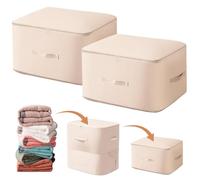 2 Pezzi Organizer Autocomprimente Ultra Salvaspazio, Borsa Portaoggetti Auto Comprimente per Piumino, Vestiti Organizer Autocomprimibile Ultra Salvaspazio (beige, XL 52 x 42 x 60 cm)