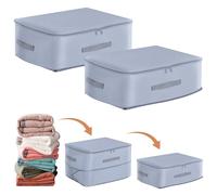 2 Pezzi Organizer Autocomprimente Ultra Salvaspazio, Borsa Portaoggetti Auto Comprimente per Piumino, Vestiti Organizer Autocomprimibile Ultra Salvaspazio (grigio, L 52 x 42 x 30 cm)