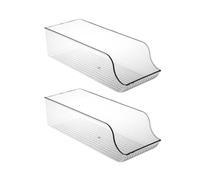 2 pezzi organizer for frigorifero frutta trasparente può bere scatola di immagazzinaggio arco di plastica antiscivolo frutta birra rack di stoccaggio forniture da cucina(S 35x13.8x9.8cm)