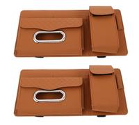 2 Pezzi Organizer per Visiera Parasole Auto per Occhiali, in PU | Clip Pratica per Visiera, Accesso Rapido una Mano, per Occhiali e Fazzoletti, Stile Moderno