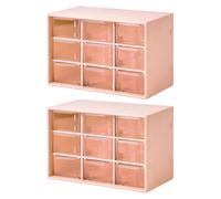 2 Pezzi Organizer Portaoggetti con Cassetti da Scrivania, Mini Cassettiera Portaoggetti con 9 Cassetti, Cassettiera Piccola Portaoggetti, per Cucito, Lavori Creativi e Accessori(Rosa Carne)